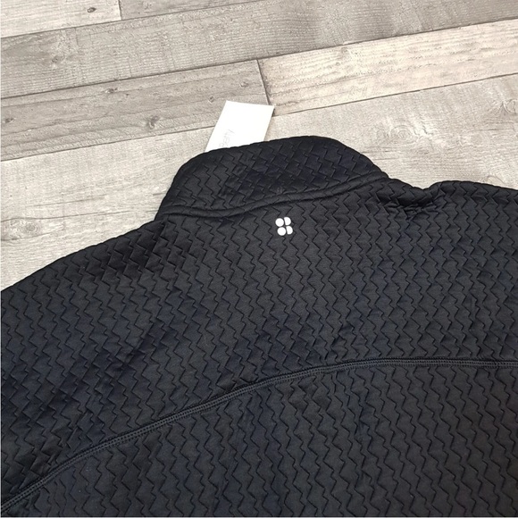 Sweaty Betty Womens Black Pace Jacquard Run Half Zip Top Medium UK 12 BNWT - Picture 4 of 14